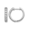14k White Gold Diamond Hoop Earrings with Round Cut Diamonds in Channel Setting