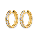 14k Yellow Gold Hoop Earrings with Round Cut Cubic Zirconia in Channel Setting