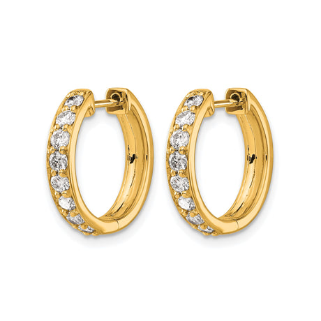 14k Yellow Gold Hoop Earrings with Round Cut Cubic Zirconia in Channel Setting