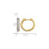 14k Yellow Gold Hoop Earrings with Round Cut Cubic Zirconia in Channel Setting