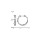 10k White Gold Hoop Earrings with Round Gemstones, Channel Set, High Polish Finish