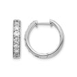 10k White Gold Hoop Earrings with Round Gemstones, Channel Set, High Polish Finish