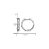 14k White Gold Hoop Earrings with Channel Set Round Diamonds, Elegant Fine Jewelry for Women
