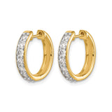 14k Yellow Gold Hoop Earrings with Channel Set Round Diamonds, Classic Fine Jewelry for Women