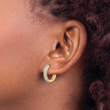 14k Yellow Gold Hoop Earrings with Channel Set Round Diamonds, Classic Fine Jewelry for Women