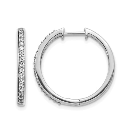 10k White Gold Hoop Earrings with Diamond-Cut Design and Polished Finish