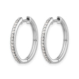 14k White Gold Diamond Hoop Earrings with Hinged Closure, Polished Finish, Modern Style