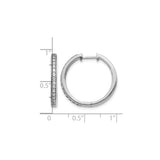 10k White Gold Hoop Earrings with Round Cut Cubic Zirconia, Polished Lightweight Design for Women