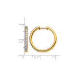 10k Yellow Gold Hoop Earrings with White Cubic Zirconia, Channel Set Medium Fashion Hoops