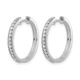 14k White Gold Diamond Hoop Earrings, Round Cut, Minimalist Classic Design for Women