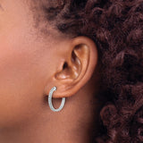 14k White Gold Diamond Hoop Earrings, Round Cut, Minimalist Classic Design for Women