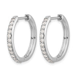 10k White Gold Hoop Earrings with Round Cut Cubic Zirconia Pavé Setting