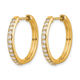 14k Yellow Gold Hoop Earrings with Diamond Accents, Channel Set Classic Style for Women