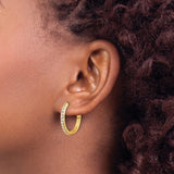 14k Yellow Gold Hoop Earrings with Diamond Accents, Channel Set Classic Style for Women