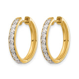 10k Yellow Gold Hoop Earrings with Round-Cut White Stones in Channel Setting