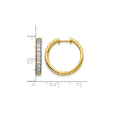 10k Yellow Gold Hoop Earrings with Round-Cut White Stones in Channel Setting