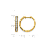 14k Yellow Gold Hoop Earrings with Round Cut Cubic Zirconia, Polished Lightweight Style