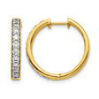 14k Yellow Gold Hoop Earrings with Round Cut Cubic Zirconia, Polished Lightweight Style
