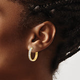 10k Yellow Gold Hoop Earrings with Round Cut White Cubic Zirconia, Classic Channel Setting