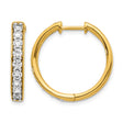 10k Yellow Gold Hoop Earrings with Round Cut White Cubic Zirconia, Classic Channel Setting