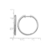 10k White Gold Hoop Earrings with Pave White Stones, Classic Hinged Round Design for Women
