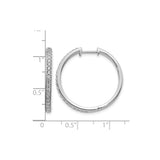 14k White Gold Hoop Earrings with Diamonds, Sleek Round Design, High Polish Finish