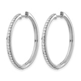 14k White Gold Hoop Earrings with Diamonds, Polished Modern Hinged Design for Women