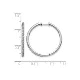 14k White Gold Hoop Earrings with Diamonds, Polished Modern Hinged Design for Women