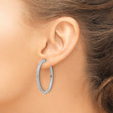 14k White Gold Hoop Earrings with Diamonds, Classic Round Hinged Design