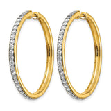 14k Yellow Gold Hoop Earrings with Round Cut White Diamonds, Classic Lightweight Design