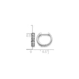 10k White Gold Diamond Huggie Hoop Earrings, Round Cut, Shared Prong Setting