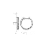 10k White Gold Diamond Hoop Earrings, Pave Setting with Milgrain Detail