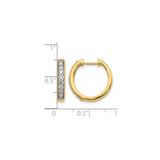 10k Yellow Gold Hoop Earrings with White Diamonds, Channel Set, Milgrain Detailing