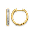 10k Yellow Gold Hoop Earrings with White Diamonds, Channel Set, Milgrain Detailing