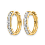 14k Yellow Gold Hoop Earrings with Diamond Pavé and Milgrain Detail