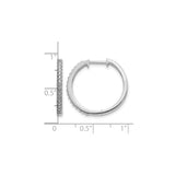 14k White Gold Diamond Hoop Earrings, Round Pave Set Medium Classic Hoops for Women