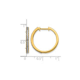 14k Yellow Gold Hoop Earrings with Diamond, Pave Setting, Polished Minimalist Design
