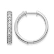 14k White Gold Hoop Earrings with Round Cut Diamonds and Milgrain Detail