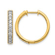 14k Yellow Gold Hoop Earrings with Round Cut Diamonds, Channel Set, Milgrain Edge