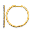 14k Yellow Gold Hoop Earrings with Pavé Set Diamonds, Classic Hinged Design for Women