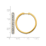 14k Yellow Gold Hoop Earrings with Round Cut Cubic Zirconia in Channel Setting