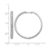 14k White Gold Diamond Hoop Earrings, Prong Set Classic Round Hoops for Women