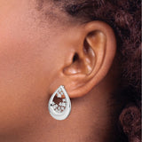 14k White Gold Teardrop Earrings with Diamond Accents, Floral Cluster Design