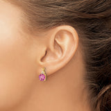 14k Yellow Gold Stud Earrings with Cushion Cut Created Sapphire and Diamond Accents