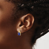10k Yellow Gold Stud Earrings with Created Sapphire and Diamond Accents, Cushion Cut Design