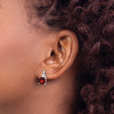 14k White Gold Garnet Stud Earrings with Diamond Accents, Cushion Cut, January Birthstone
