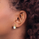 10k Yellow Gold Stud Earrings with Cushion Cut White Topaz and Diamond Accents, Twist Design