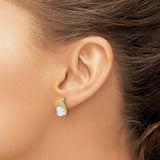 14k Yellow Gold Stud Earrings with Cushion Cut White Topaz and Diamond Accents