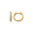 10k Yellow Gold Hoop Earrings with Channel-Set Round Cubic Zirconia, Hinged Closure