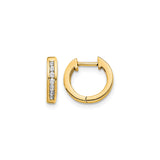 14k Yellow Gold Huggie Hoop Earrings with Channel Set Round Diamonds, Sleek Modern Style for Women